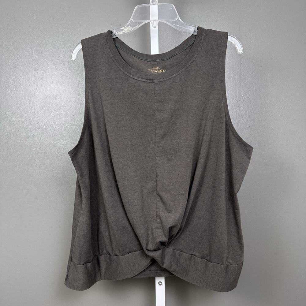 Shyanne Life Women’s Top Sleeveless XXL Faux Knot Front Tank Top Green Brown
